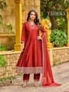 Yashika By Aanchi Vichitra Silk Embroidery Anarkali Kurtis Set 